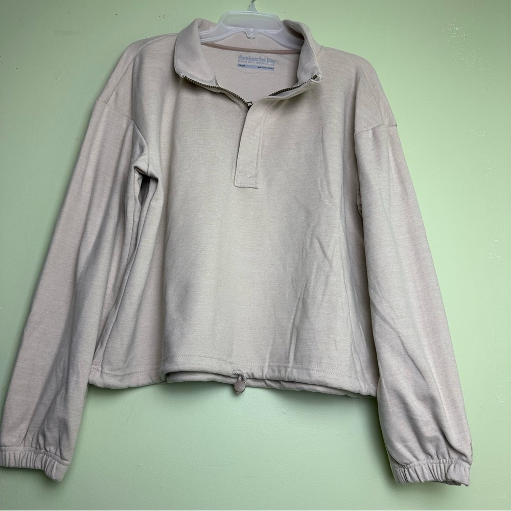 Avalanche 3/4 Zip Long Sleeve Pullover Sweatshirt Beige Women’s Size Large - Picture 1 of 9